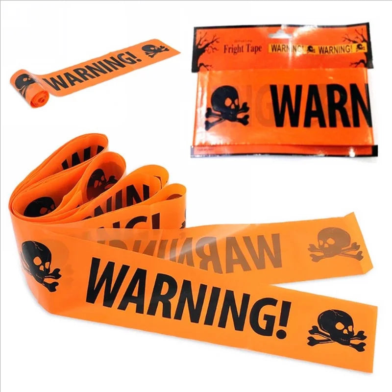 Skull print Halloween warning barrier tape prop