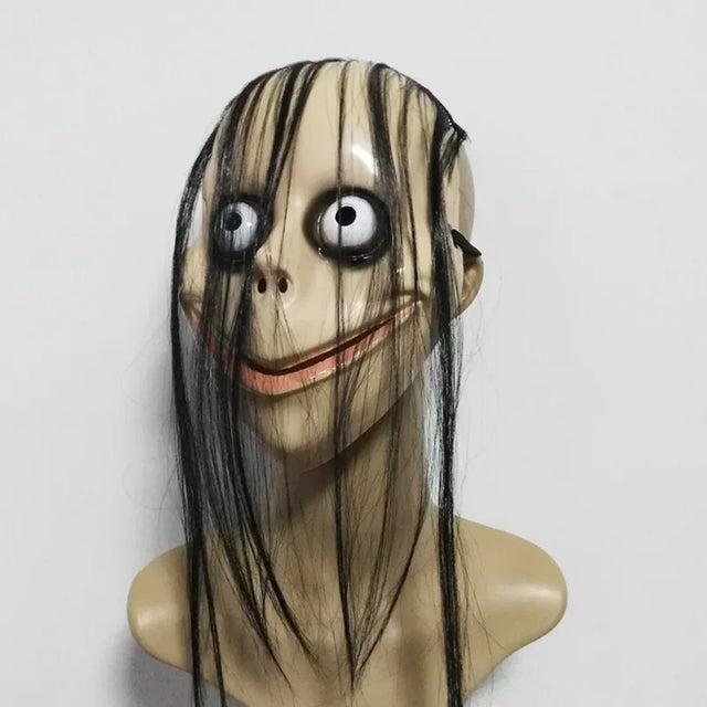 Long black hair female ghost horror Halloween mask