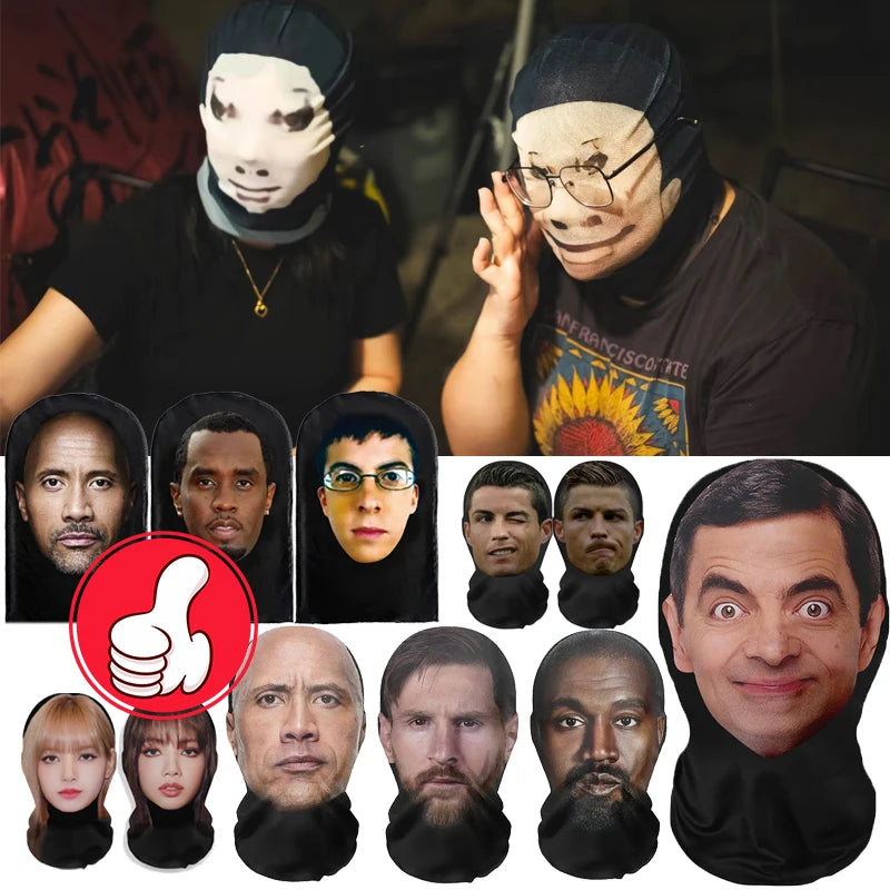 Realistic 3D printed face mask stretch balaclava hood