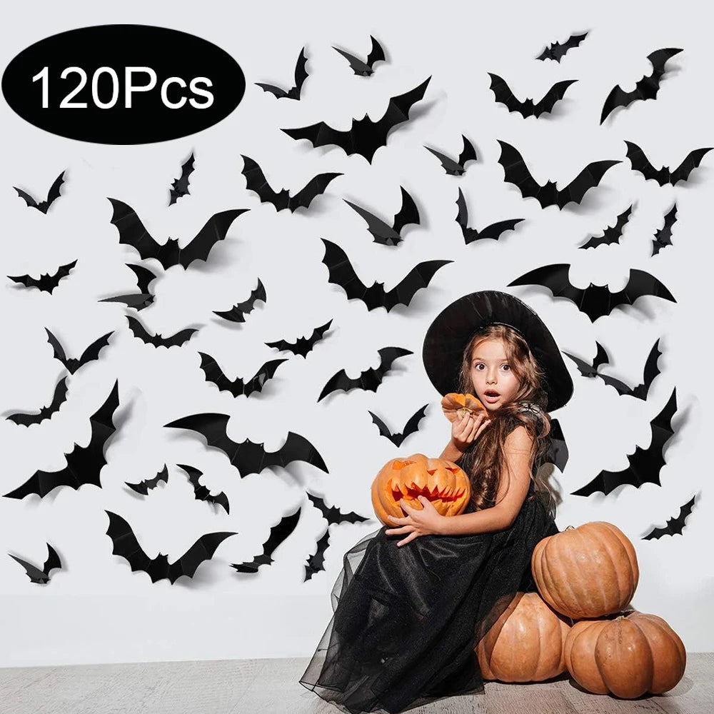 3D black bat wall stickers Halloween decoration multi pack