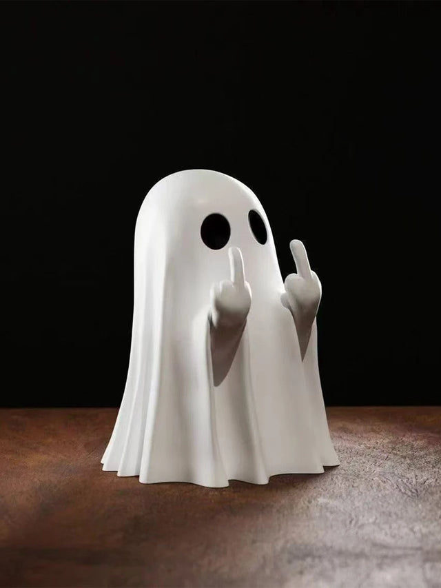Small resin rude ghost statue Halloween desk ornament