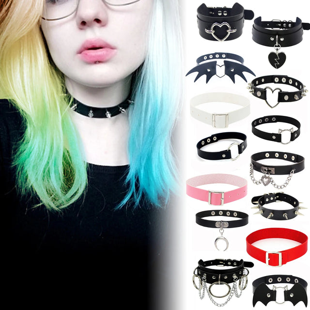 Pink punk chain choker pastel goth collar necklace