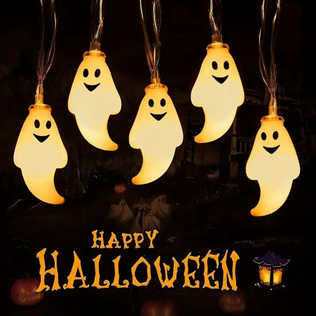 Hanging ghost LED string lights 3m Halloween garland