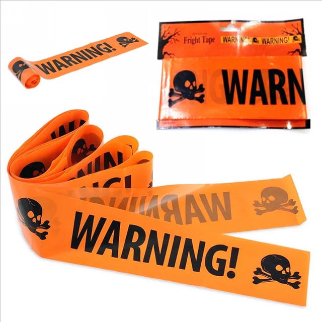 Skull print Halloween warning barrier tape prop