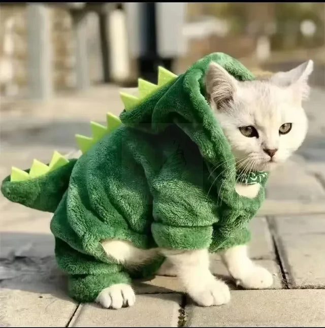 Fleece dinosaur costume hoodie for small dogs and cats