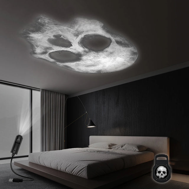 Compact USB skull projection night light lamp