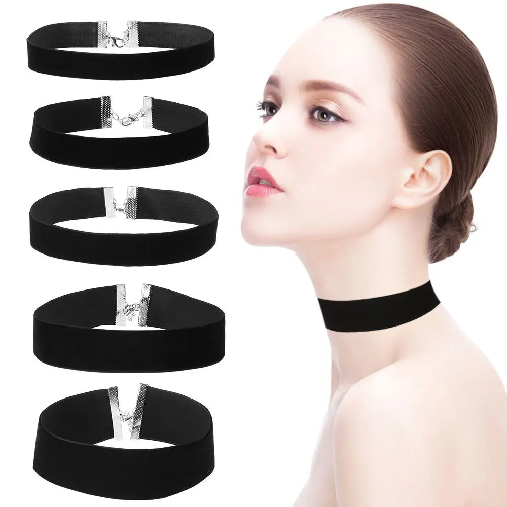 Classic black velvet gothic choker necklace