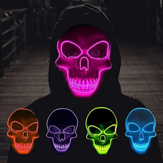 LED cold light glowing skull Halloween face mask