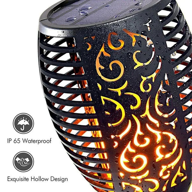 Solar powered flickering flame torch lights waterproof outdoor garden